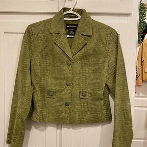 Metrostyle Olive Croc-Patterned Blazer